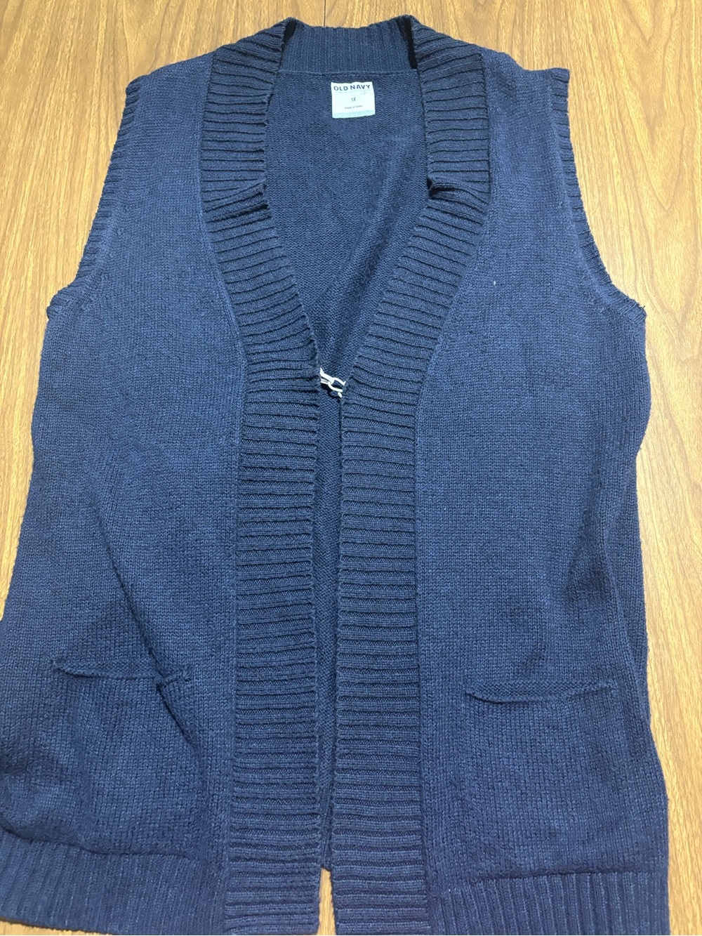Old Navy Women's Navy Ribbed Trim Sleeveless Cardigan Vest